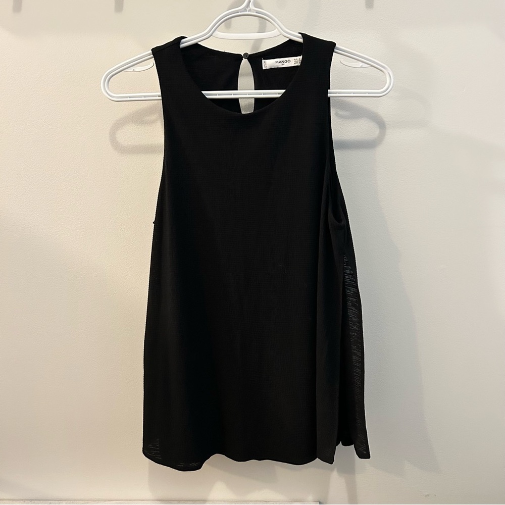 Mango Textured Black Sleeveless Top